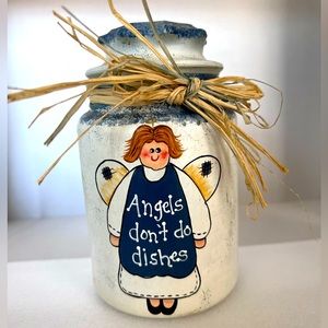 🛍️5/$25 - Angels Don’t Do Dishes Vintage Jar